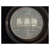 2000 AUSTRIAN SILVER PHILHARMONIC 1.5 EURO SILVER COIN IN DISPLAY STAND