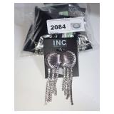 New Department Store Silver Tone Shell Rhinestone Fringe Earrings-See all photos for lot count.