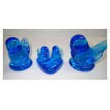 Terra Studios Bluebird of Happiness Art Glass Figurine Set of Three