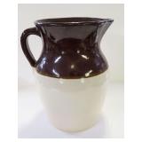 USA Stoneware Pitcher with Brown and Tan Glaze