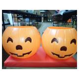 Lot of Two Plastic Jack-o-Lantern Trick-or-Treat Buckets