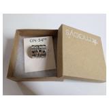 New Department Store Silver Tone Metal Thick Hoop Earrings in Box-No earring backs present.