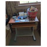 Office Desk with Assorted Stationery, Notebooks, and Desk Accessories