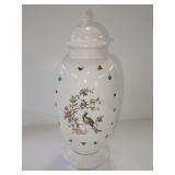 Ceramic Ginger Jar with Bird and Butterfly Motifs and Lid