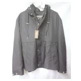 New Michael Kors Water Repellent Fabric Hooded Jacket Black Size M