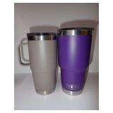 Two Yeti Stainless Steel Insulated Tumblers with Lids