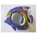 Handcrafted Colorful Fish Figurine with Magnifying Glass Center and Legs
