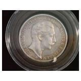 1910 GERMAN EMPIRE DREI MARK SILVER COIN IN DISPLAY BOX