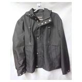 New Michael Kors Water Repellent Fabric Hooded Jacket Size Large Black