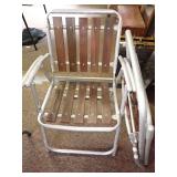 Pair of Vintage 1970s Redwood 5 Slat Aluminum Folding Lawn Chairs