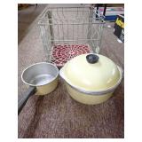 Club Aluminum Yellow Cookware Set with VIntage Milk Crate