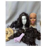 Lot of New Hair Wigs, Hairpieces, Cap Accessories, and Mannequin Heads