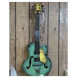Seafoam Green Metal Decorative Guitar Art