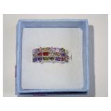Multi-Colored Fashion Ring in Silver Tone Setting-See all photos for size.