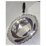 Silver Plated Chafing Dish with Wooden Handle and Repousse Rim