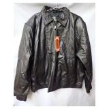 New 'Vintage Leather' Brand Black Leather Jacket Size 2XL