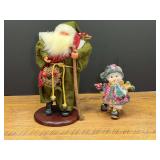 Set of Two Holiday Figurines Including Santa Claus and Snowman