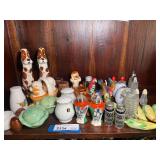 Large Assortment of Ceramic, Glass, and Wooden Salt and Pepper Shakers