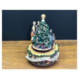 Resin Christmas Tree Musical Figurine with Family Gathering Scene