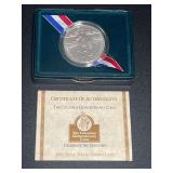1992 Columbus Quincentenary Uncirculated Silver Dollar with Certificate of Authenticity and Display Case
