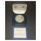 2000 Millennium Eagle One Troy Ounce .999 Fine Silver Commemorative Medallion with Case and Certificate of Authenticity
