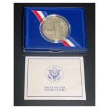 1986 Statue of Liberty Ellis Island Silver Dollar Uncirculated Commemorative Coin in Original Box with Certificate