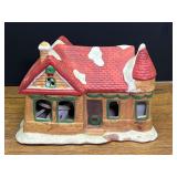 Ceramic Christmas Village House with Removable Roof and Turret