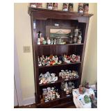 Wooden Bookcase. Various Collectibles SOLD IN SEPERATE LOTS