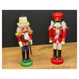 Set of Two Wooden Nutcracker Figures with Hand-Painted Uniforms