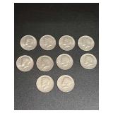 Lot of 10 US Half Dollar Coins Including Bicentennial and Kennedy Half Dollars