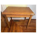 Solid Oak Wooden Table with Rectangular Top and Simple Legs