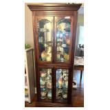 DR… Two section, double door lighted curio cabinet with six shelves, items shown in photos are sold in separate lots, see pictures for details. Please see special pick-up instructions.