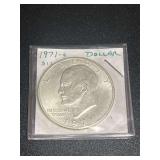 1971-S Eisenhower Dollar Coin in Protective Holder, believed to be 40% silver, struck in the San Franscisco mint.