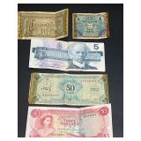 Assorted World Banknotes - Austria, Germany, Canada, Italy, and Bahamas Lot of 5