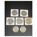 Lot of 7 Eisenhower US Dollar Coins (1971-1974)