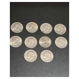 Lot of 10 Kennedy Half Dollars Including Bicentennial Issues