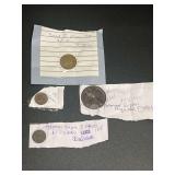 Assorted European World Coins and Medal Lot (French 1 Franc, German Pfennig, Admiral Keppel Medal)