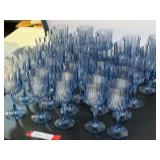 Blue Plastic Pressed Pattern Goblets and Stemware Collection