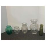 Assorted Glass Vases in Various Sizes and Colors