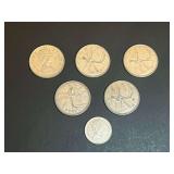 Lot of Canadian 50% Silver Coins Approximately 1/2 Troy Ounce ASW