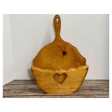 Wooden Wall-Mount Magazine or Mail Pocket with Heart Cutout