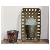 Galvanized Metal Planter Bucket and Wall Basket Decor