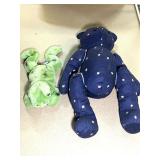 Plush Fabric Toys Including Star Pattern Bear and Green Frog