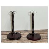 Pair of Wooden Base Doll Stands