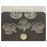 Assorted Pressed and Cut Glass Serving Dishes and Bowls