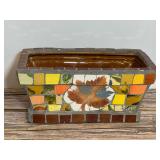 Rectangular Mosaic Planter with Fall Leaf Design