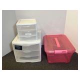 Lot of Three Plastic Storage Organizers and Totes