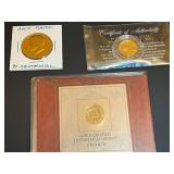 Assorted Gold Plated US Coins Including Indian Head Cent, Steel Cent, and Bicentennial Half Dollar
