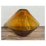 Amber Art Glass Bi-Conical Vase