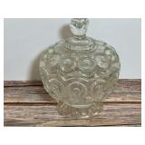 Vintage Clear Glass "Moon and Stars" Pattern EAPG Compote Candy Dish with Lid